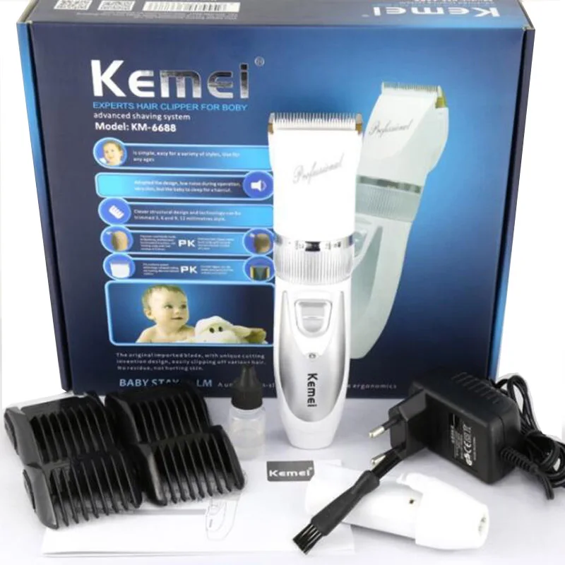 

KEMEI KM-6688 Electric Hair Trimmer Barber Scissors Clipper Hair Shaver Razor Rechargeable Titanium Blade Cutting Machine