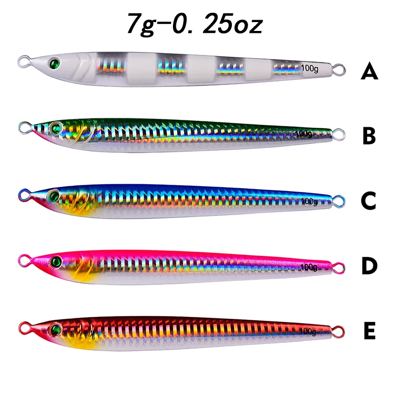 

Jigging Lures Artificial Bait Lead Baits 7g-100g/13.5cm-14.5cm Metal Jig Fishing Lure 5 Colors Fishing Bait Fishing Hook