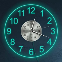 modern acrylic wall clock with led backlight bedroom bedside night lamp wall clock glow in dark multi colors led lighting decor