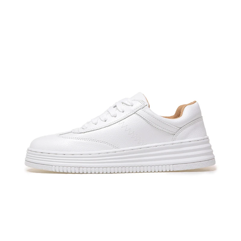 

Vogue White Women Casual Shoes Lace-up Student Flat Platform Footwear Four Seasons Comfortable Ladies White Chunky Sneakers