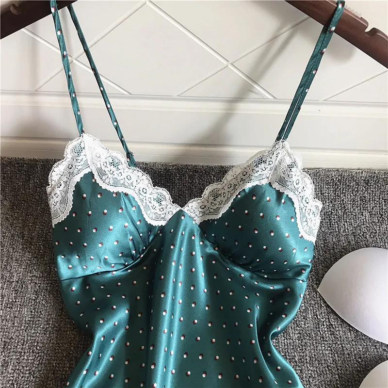 Корейская кружевная Пижама женская ночная рубашка атласная Шелковая пижама в