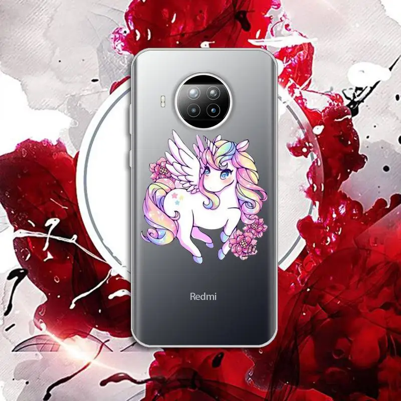 

Cute cartoon unicorn Rainbow fart Phone Case Transparent for Xiaomi Redmi note 10 t 8 9 pro lite 11