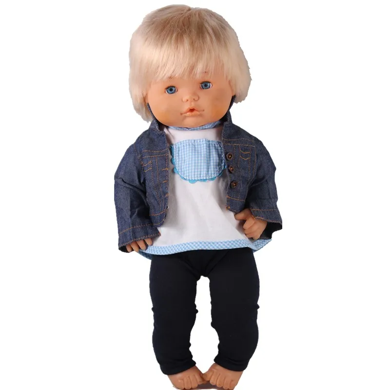 Одежда для кукол; 41 см; Nenuco Doll Nenuco y su Hermanita; 3 в 1; джинсовое пальто; белая футболка; розовые брюки для 16 дюймов; Nenuco; Одежда для кукол - Цвет: 3pcs -T-shirt pant