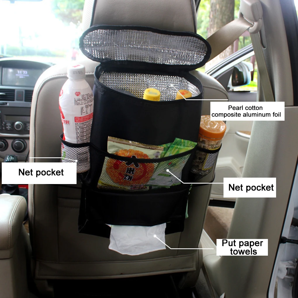 

Chair Ice Bag Car Organizer Hanging Storage Multi-pocket Insulated Food Water Auto Container