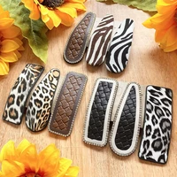 3 pcsset pu leather leopard hair clips women barrettes hairpins seamless clip makeup hair styling hair tools hair accessories