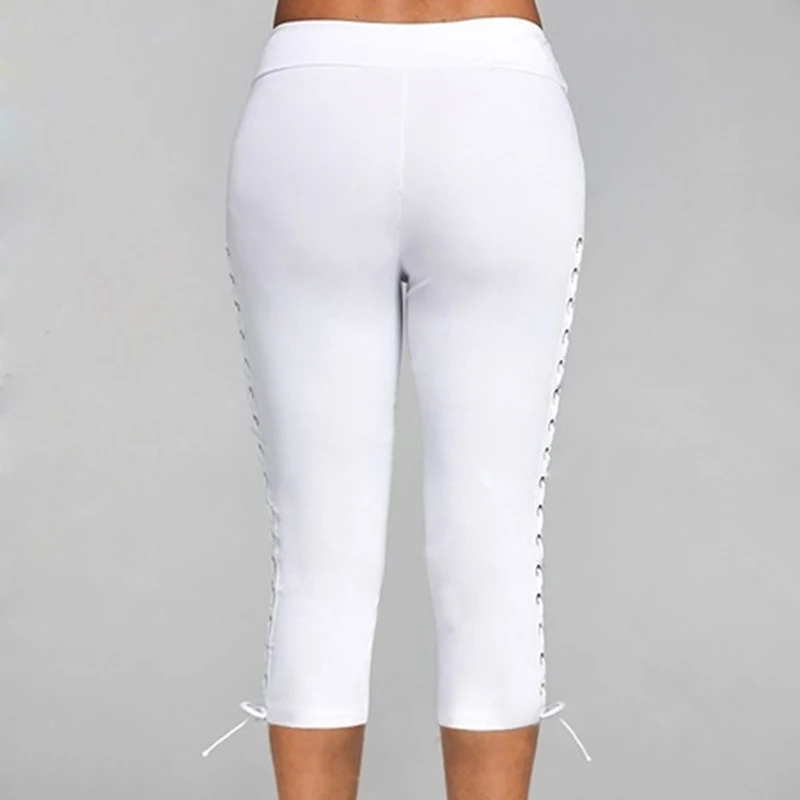 

Women High Waist Cropped Trousers Pants Elastic Bandage Leggings Seamless Gym Fitness Pants Plus Size