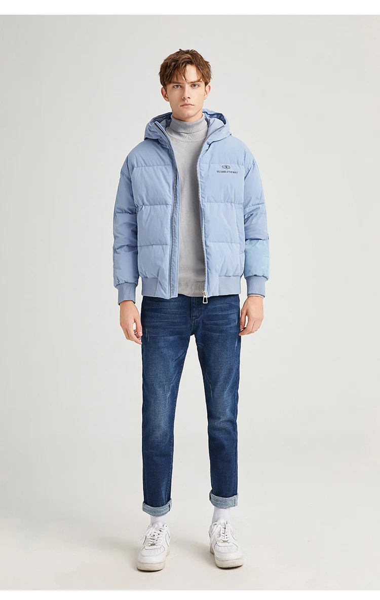Pioneer Camp Fashion Men Winter Duck Down Jacket Solid Warm Simple Waterproof Zipper Pocket High Quality Jackets Men AYR903431