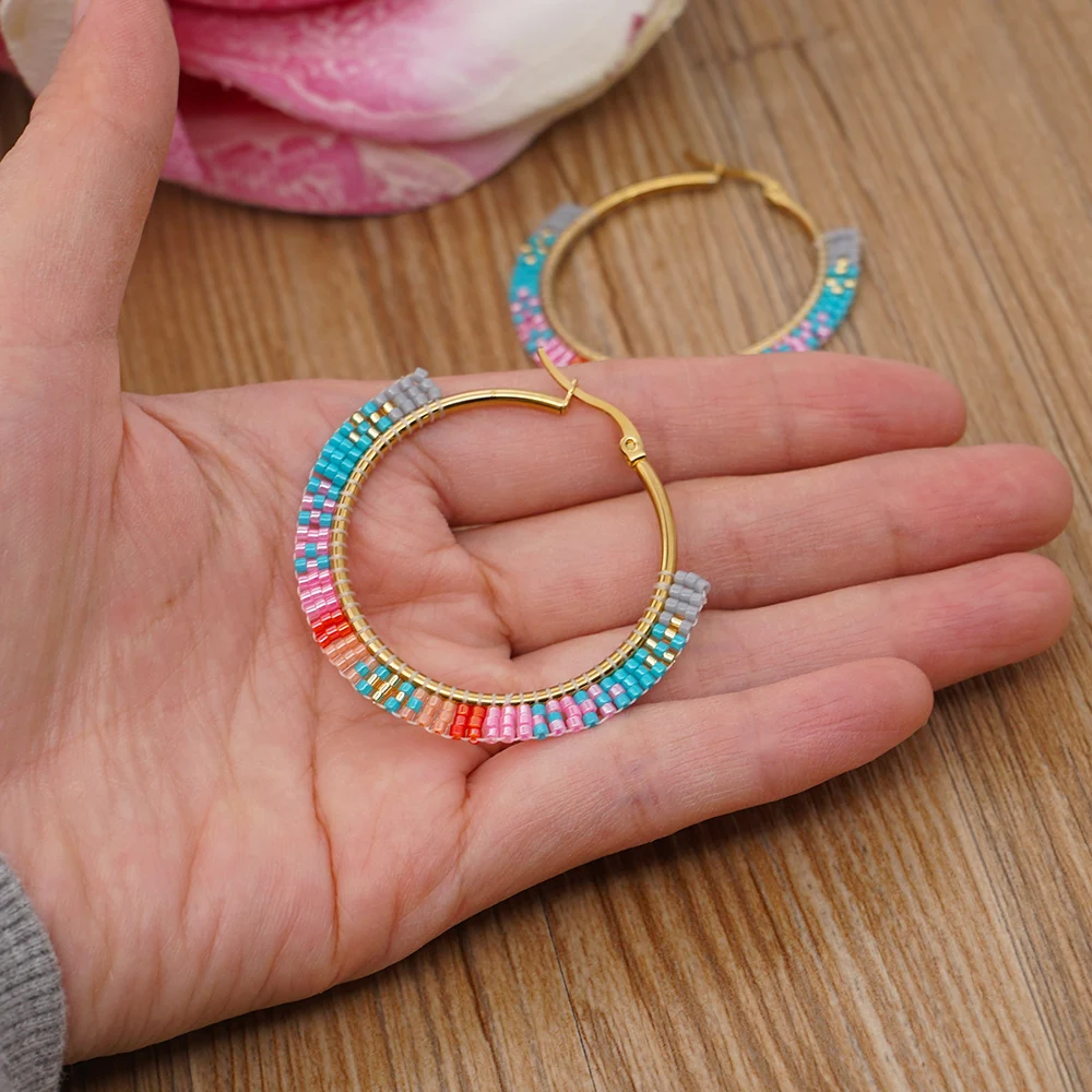 

Go2boho Native Hoop Earrings For Women Jewellery Bohemian Collection Miyuki Seed Bead Ear Ring 2021 Jewelry Wholesale Earring