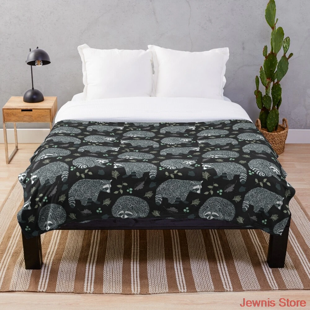 

Raccoons Design 42 365 Days of Design Throw Blanket flannel Sherpa bedspread bedding sofa picnic fur soft blanket