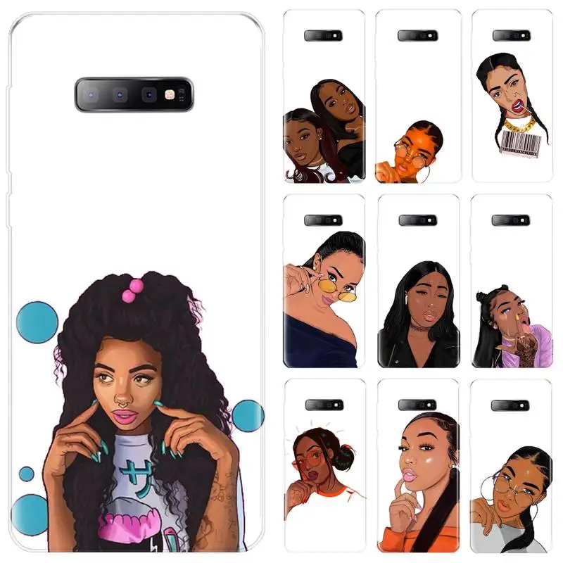 

Melanin Poppin African Black Girl Phone Case For Samsung Galaxy S5 S6 S7 S8 S9 S10 S10e S20 edge plus lite Cover Shell Funda