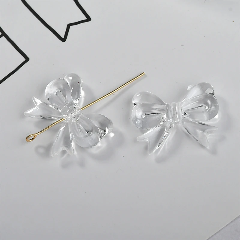 50 шт./лот серьги подвески в виде бабочки/банта/сердца из смолы/из акриловых бусин