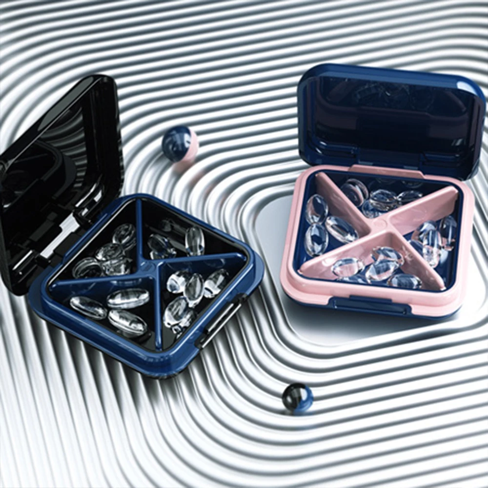 Водонепроницаемый пластиковый бокс с 4 отделениями для хранения лекарственных