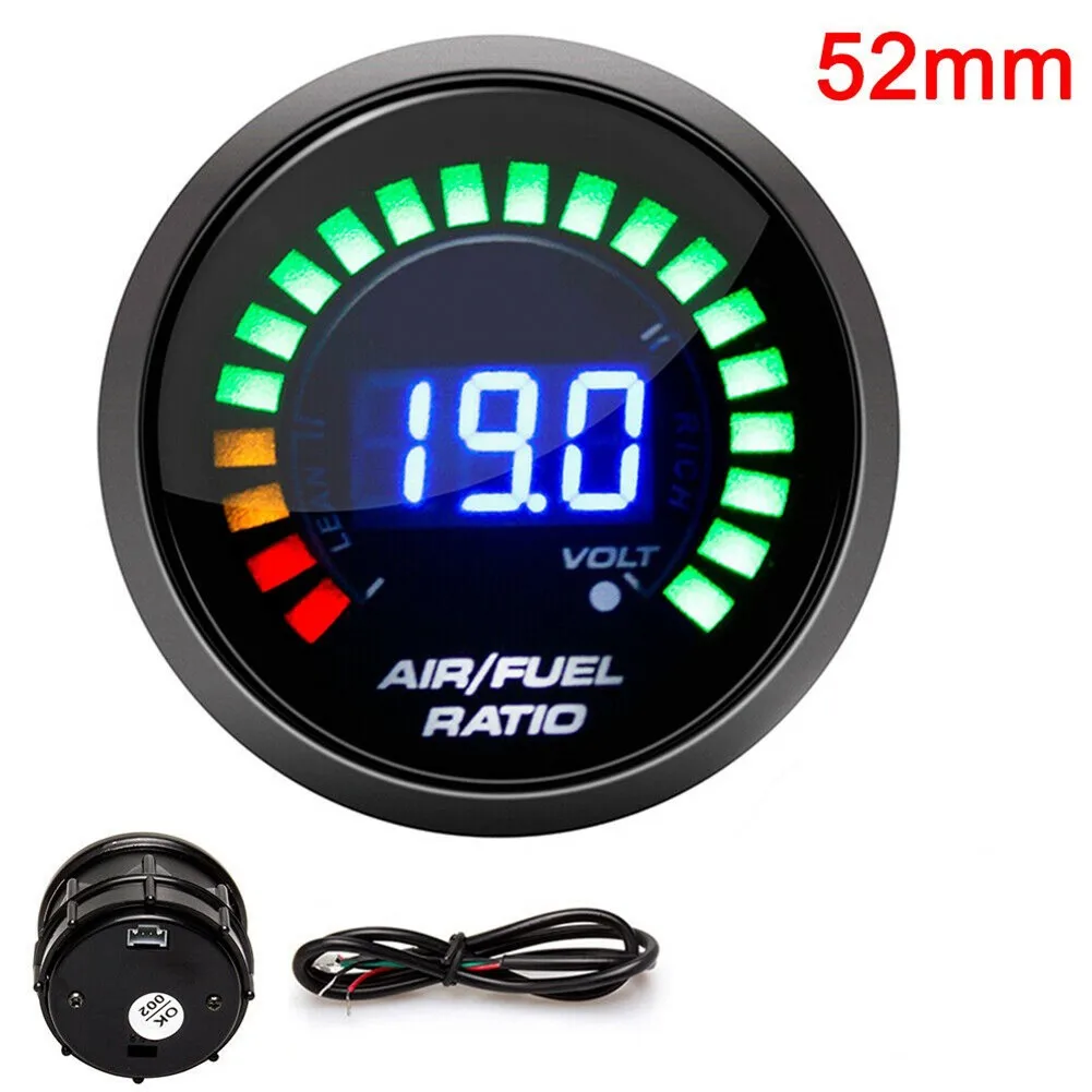 

Car Digital Air Fuel Ratio Meter Gauge LED Scale + Digital Display Two In One Meter Automotive General 2\"52mm LED Light 12V