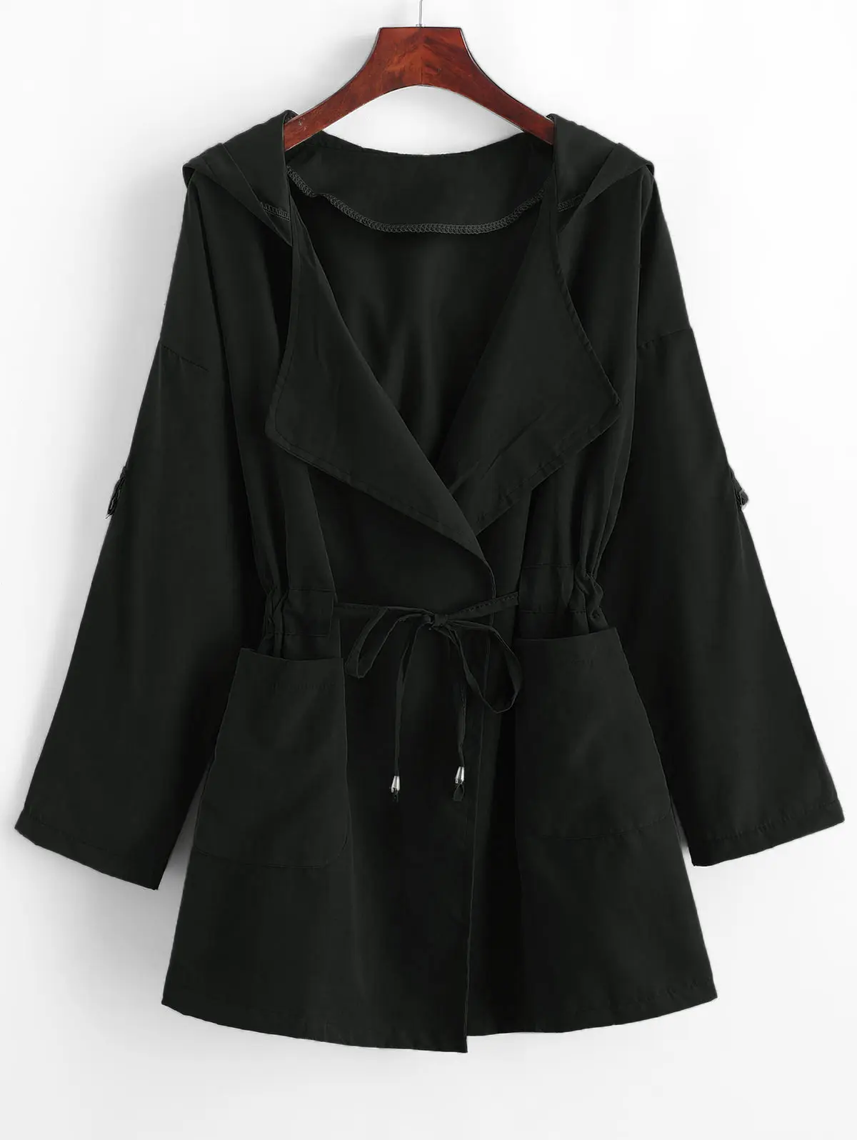 Zaful однотонные Женские повседневные рубашки Зимние с капюшоном Длинные рукава