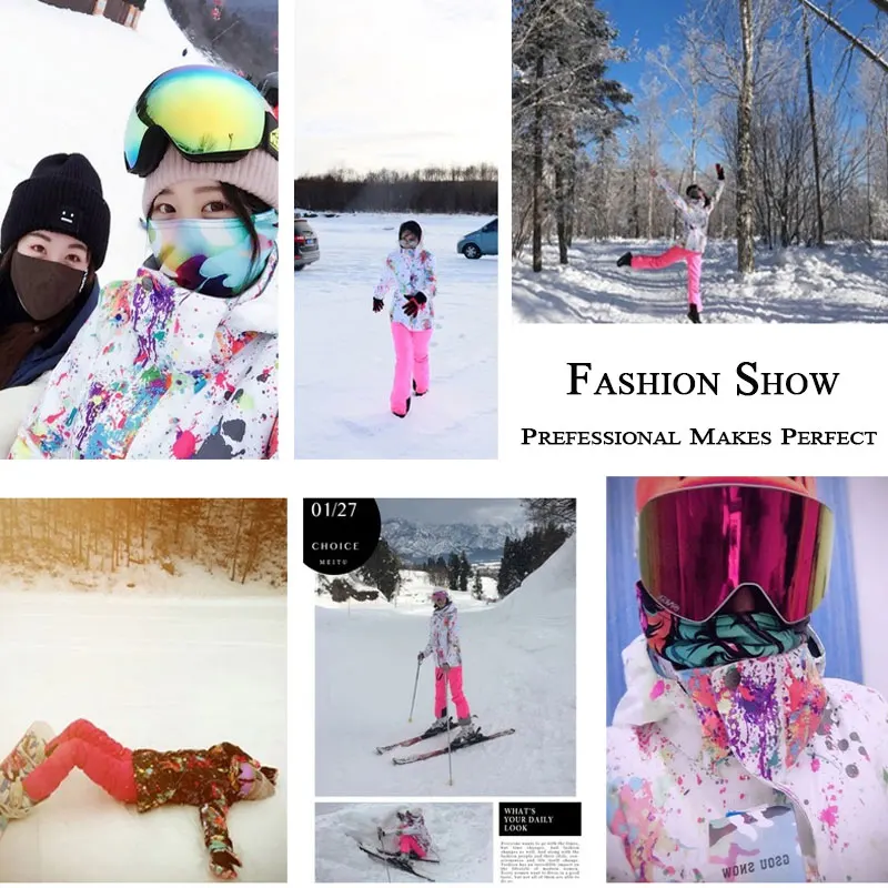 GSOU зимний женский лыжный костюм теплый сноуборд куртка штаны водонепроницаемая