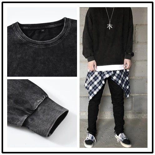 Тяжелая белая футболка со снежинками потертая старая черная Ретро с длинным