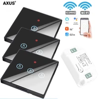 axus tuya app wifi smart touch switch light wall rf 433mhz 110 220v 10a remote control diy relay module voice google home alexa