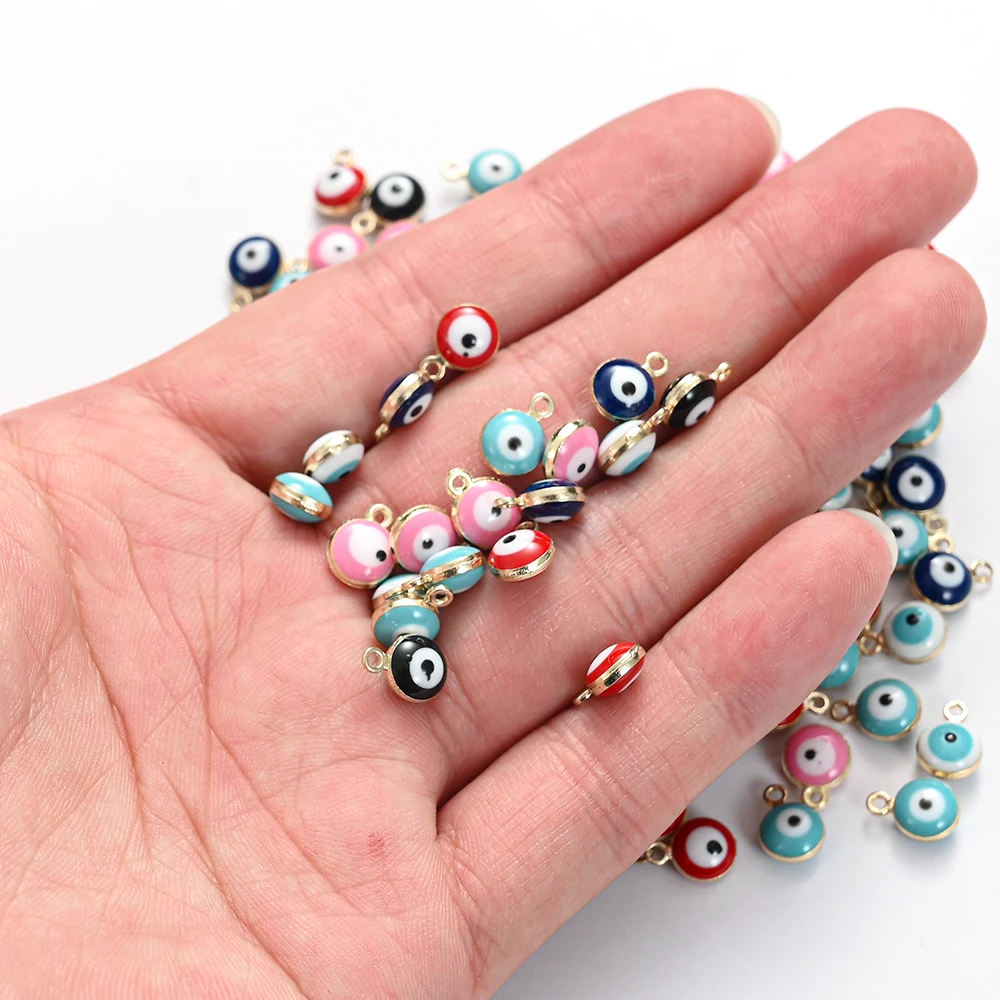 10 шт. разноцветные эмалевые подвески из сплава сглаза для изготовления ювелирных