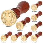 Печать для открыток на день рождения, в ретро стиле, штампы для конвертов г., с изображением оленя, кошки, пчелы, кролика, животных, для свадебных приглашений, восковая печать, штамп