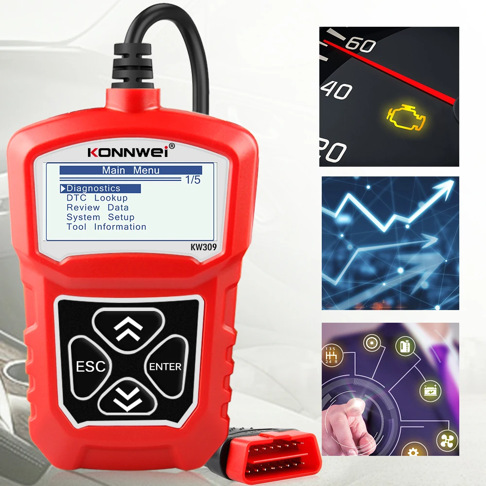 KONNWEI KW309 OBD2 Engine Code Reader Automotive Car Diagnostic Tools Scanner Device EOBD Autoscanner Better Than ELM327 | Автомобили и