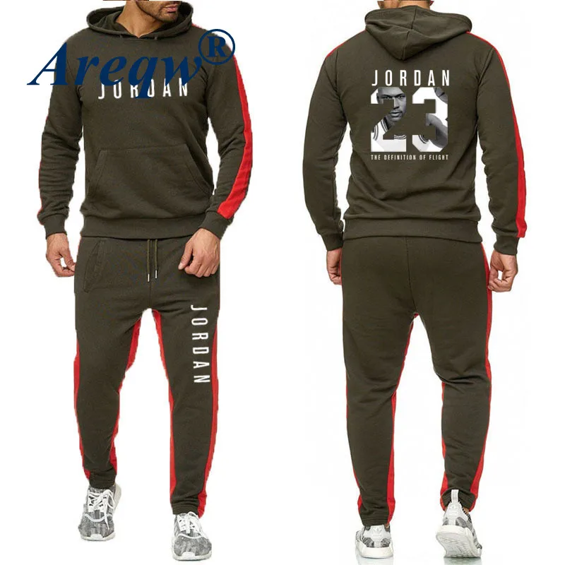 

2021New Men Hoodies Suit Tracksuit Sweatshirt Suit Fleece Hoodie+Sweat Pants Jogging Homme Pullover Sporting Suit Male