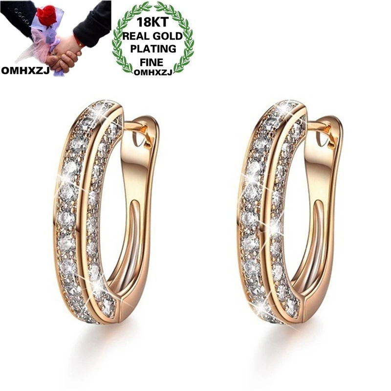 

OMHXZJ оптовая продажа EA607 Европейская мода Женская фотография подарок на день рождения свадьбу U-образный циркон AAA 18KT висячие серьги из белого золота