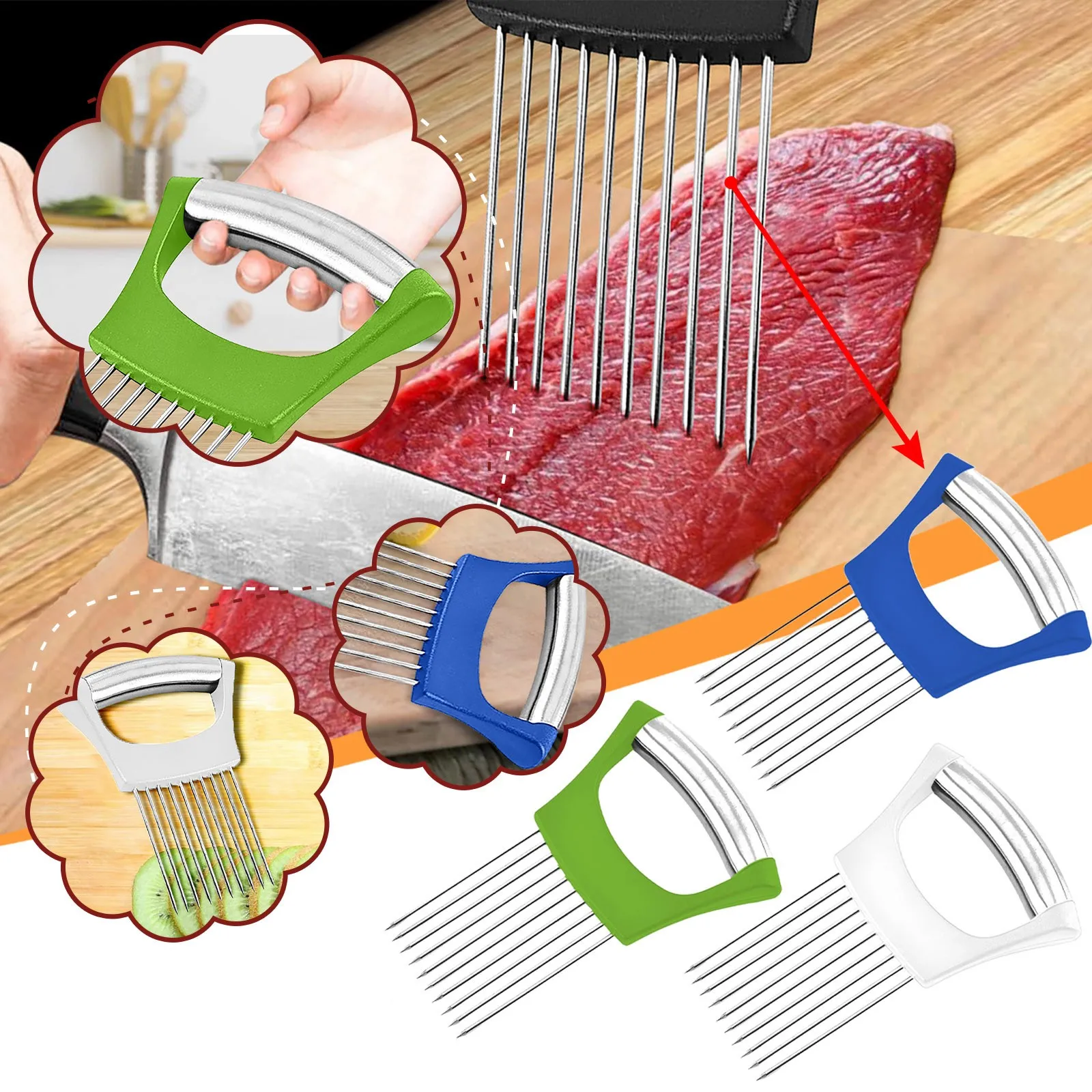 

1 Pcs Food Slice Assistant Holder Slicer Kitchen Gadgets Kitchen Utensil Holder Kitchen Onion Slicer Cooking Accessories#2021