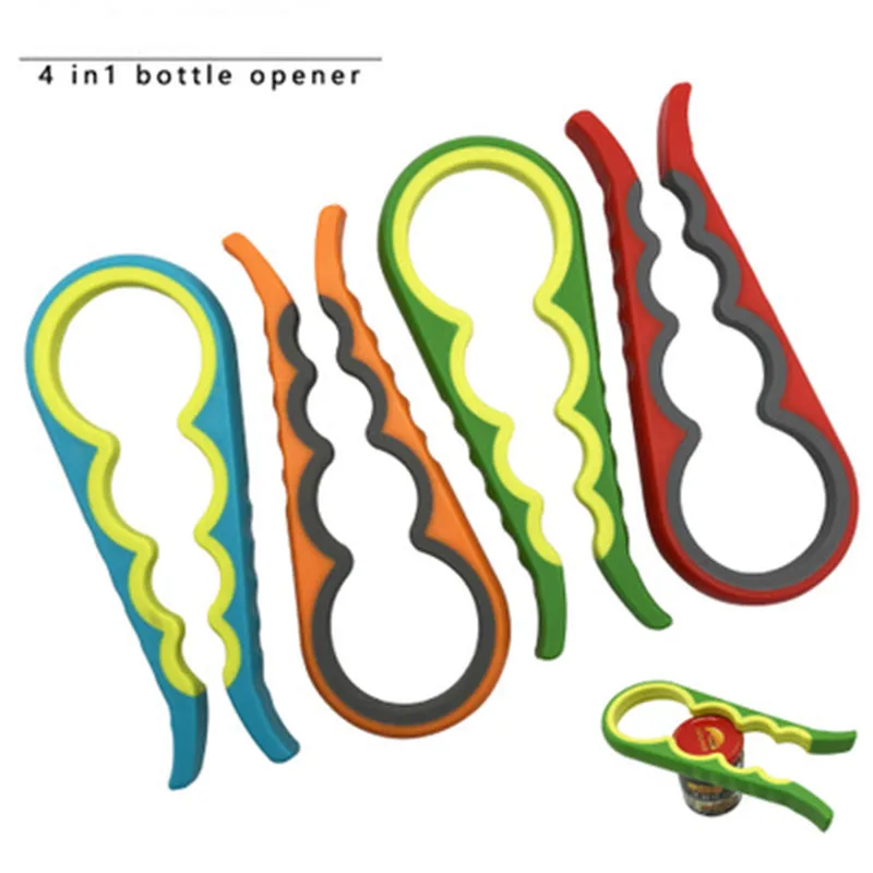 Открывалка для банок открывалка бутылок с силиконовой ручкой 4 в 1 винтовой
