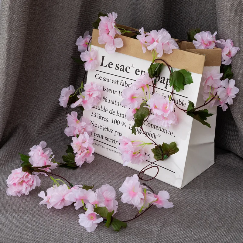 

Cherry blossom rattan wedding decoration Artificial flower rattan fake flower household items rattan hanging flower