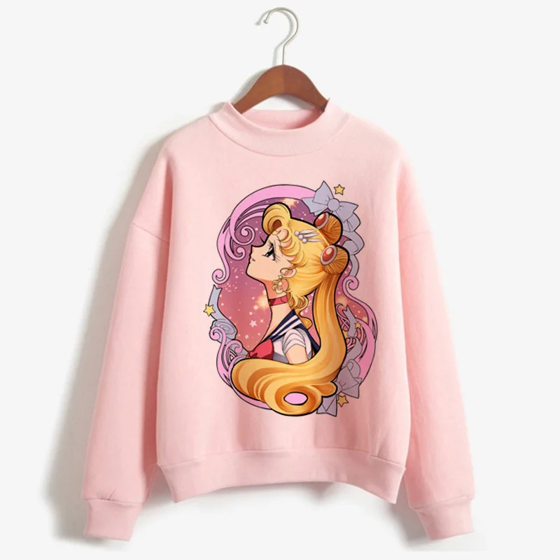 P1851N-pink Сейлор Мун каваи Харадзюку толстовки для женщин Ullzang милый кот Аниме Забавный мультфильм свитшоты Usagi 90s Эстетическая толстовка женская - Цвет: P1851N-pink