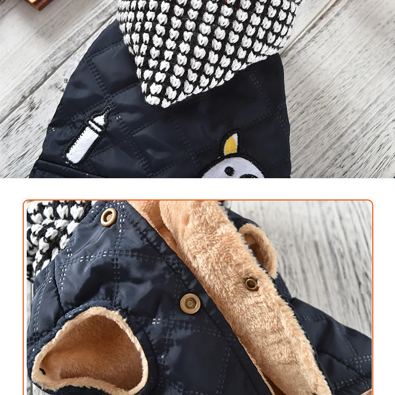 Одежда для собак на осень и зиму одежда домашних животных с шапкой пальто синего