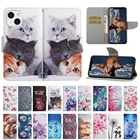 Кожаный чехол Coque i Phone 7 8 Plus для iPhone 12 11 Pro Max 13 Mini iPhon 13 SE, чехлы с откидной крышкой кошкой бабочкой для женщин
