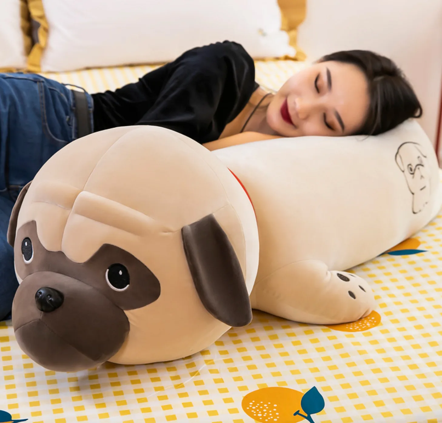 Большая мягкая игрушка Мопс / Плюшевая Игрушка-подушка 100 см | Игрушки и хобби