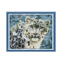 joy sunday cross stitch kits snow leopard animal patterns 14ct 11ct counted cross stitch kit handmade embroidery needlework sets