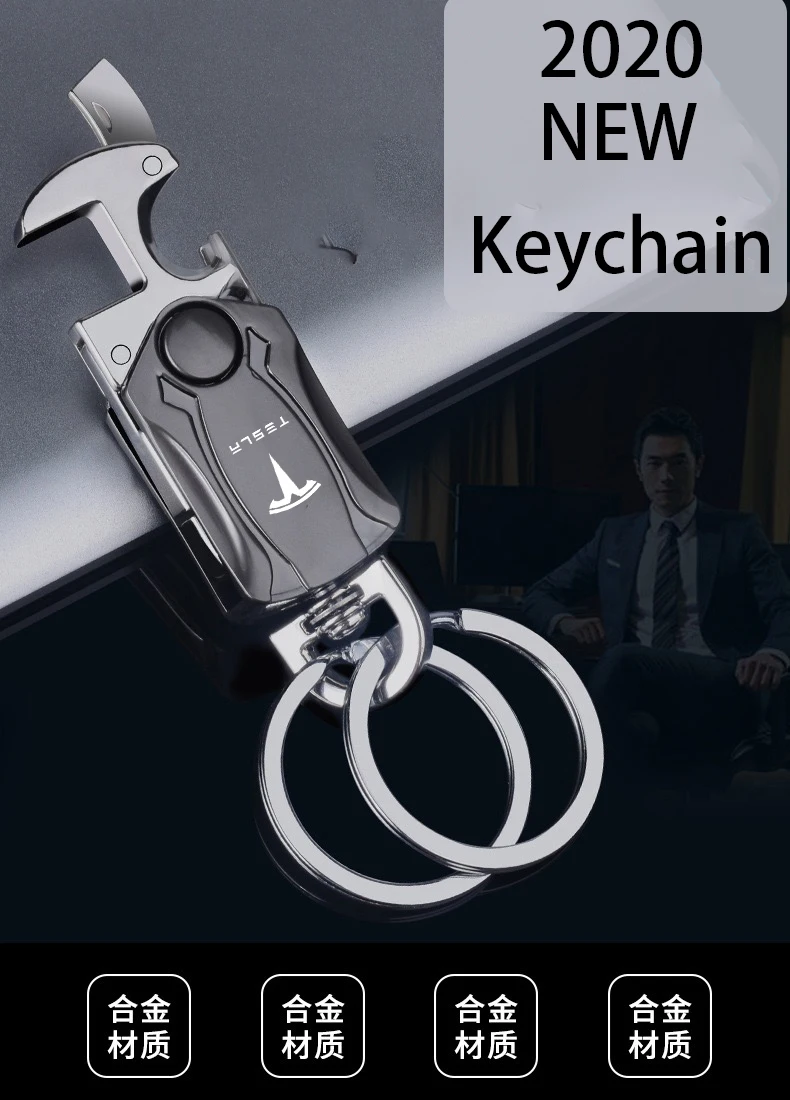 

Beer Bottle Opener Keychain Men Fashion Zinc Alloy Key Ring Car Play Keyring for Tesla model 3 Y Model S Model X car