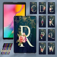 case for samsung galaxy tab a 10 1 2019 t510t515 initial name flower letter pattern tablet hard shell cover free stylus