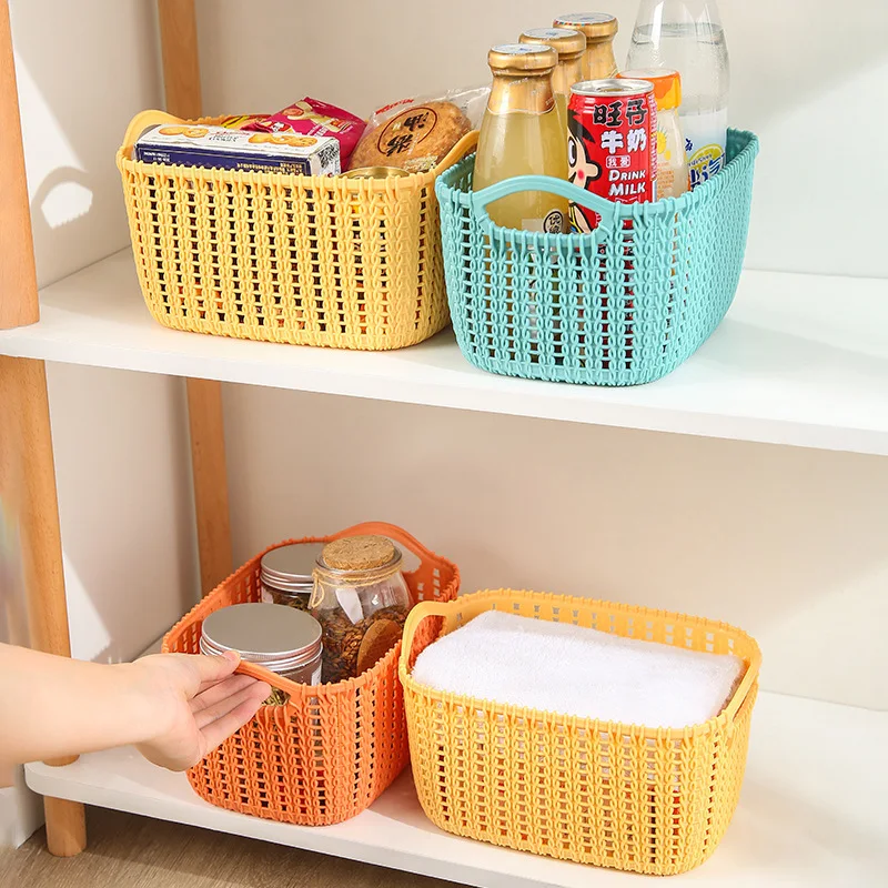 

Household Imitation Rattan Storage Basket Kitchen Large-capacity Vegetable Basket Bathroom Cosmetics Bath Storage Basket