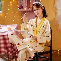 autumn winter women pyjamas sets kimono bathrobe style woman full elegant home sleepwear clothing soft cotton women pajamas set