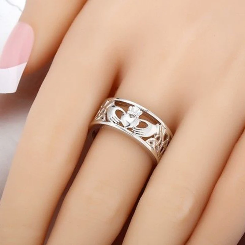 Ирландское кольцо забота сердце навсегда обручальное Size6-10 из нержавеющей стали