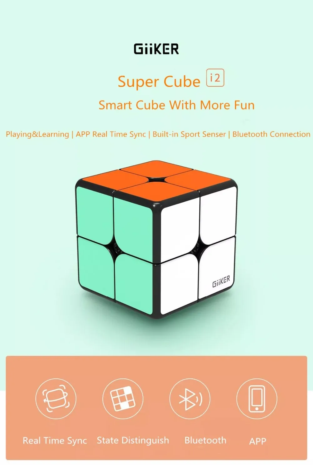 Волшебный куб-головоломка XiaoMi Giiker suppercube i2 Bluetooth APP 2x2x2 яркий цвет профессиональный скоростной куб научная образовательная игрушка