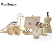 fashion wooden earrings holder jewelry display storage rings bracelet necklace stand jewelry showing props set wholesale