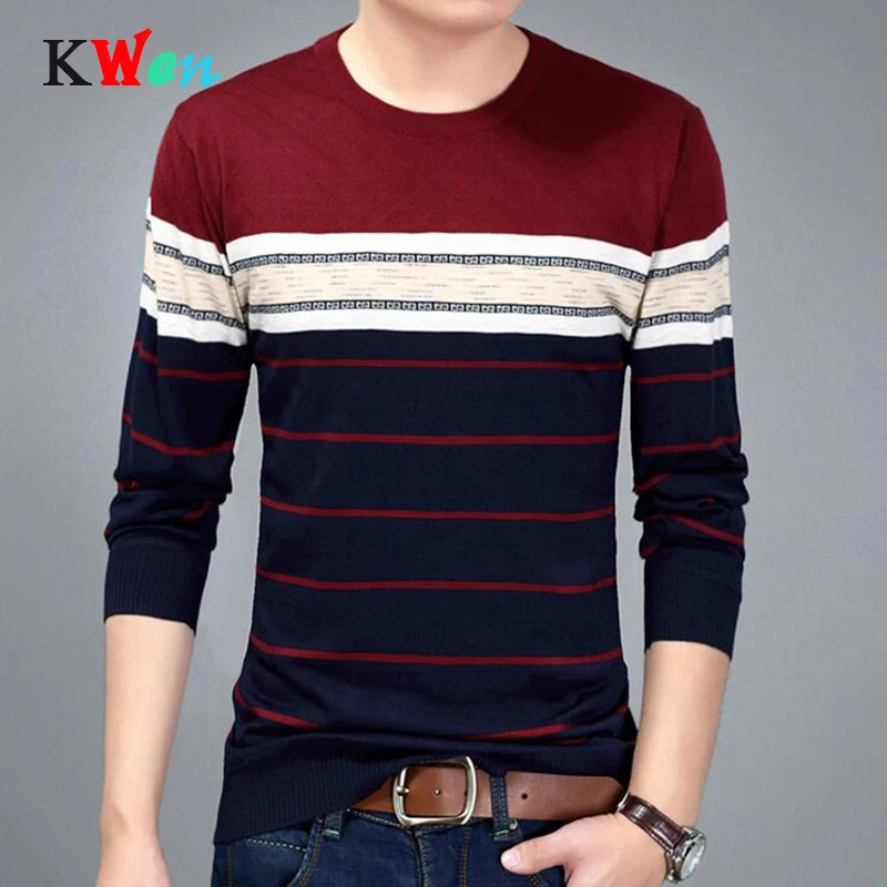 

2019 Autumn Winter Thick Warm Wool Sweaters Casual Slim Fit O-Neck Pullovers Men Cashmere Pull Homme