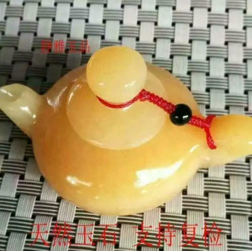 

China handmade jade carving natural yellow jade Small pot