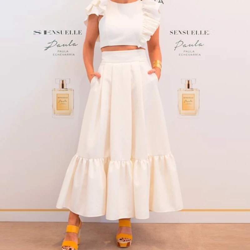 Женская Макси юбка с завышенной талией элегантная вечерняя трапециевидная