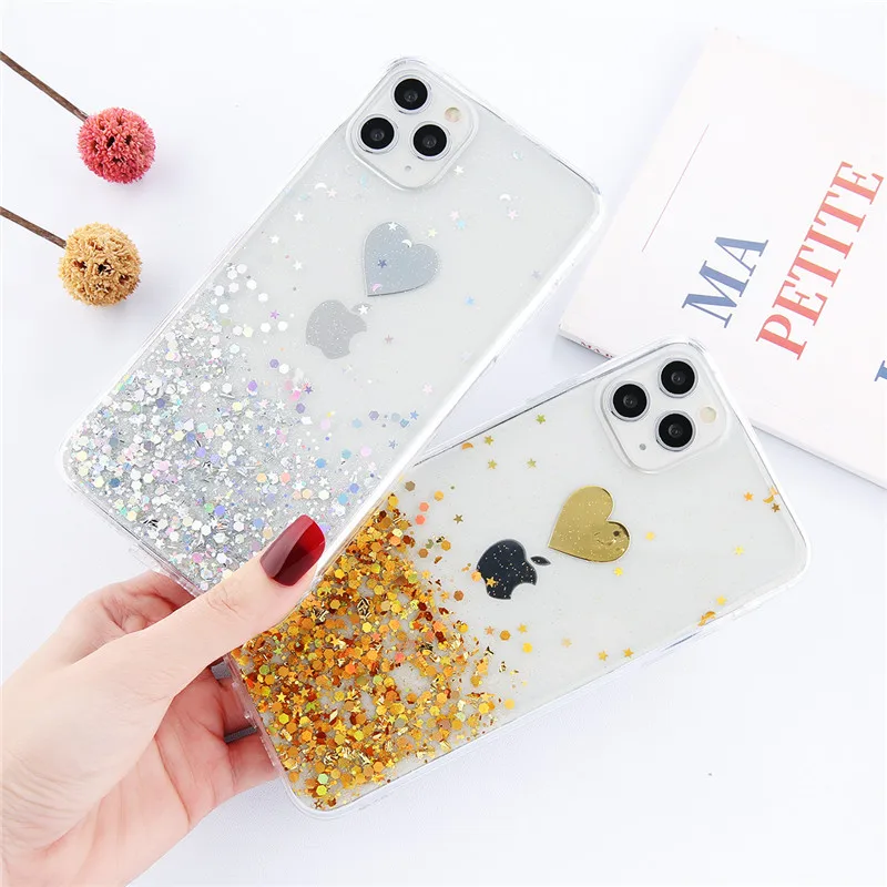 Moskado Glod Фольга Блеск Любовь Сердце чехол для телефона iPhone 11 Pro Max X XR Xs 6 6s 7 8 Plus
