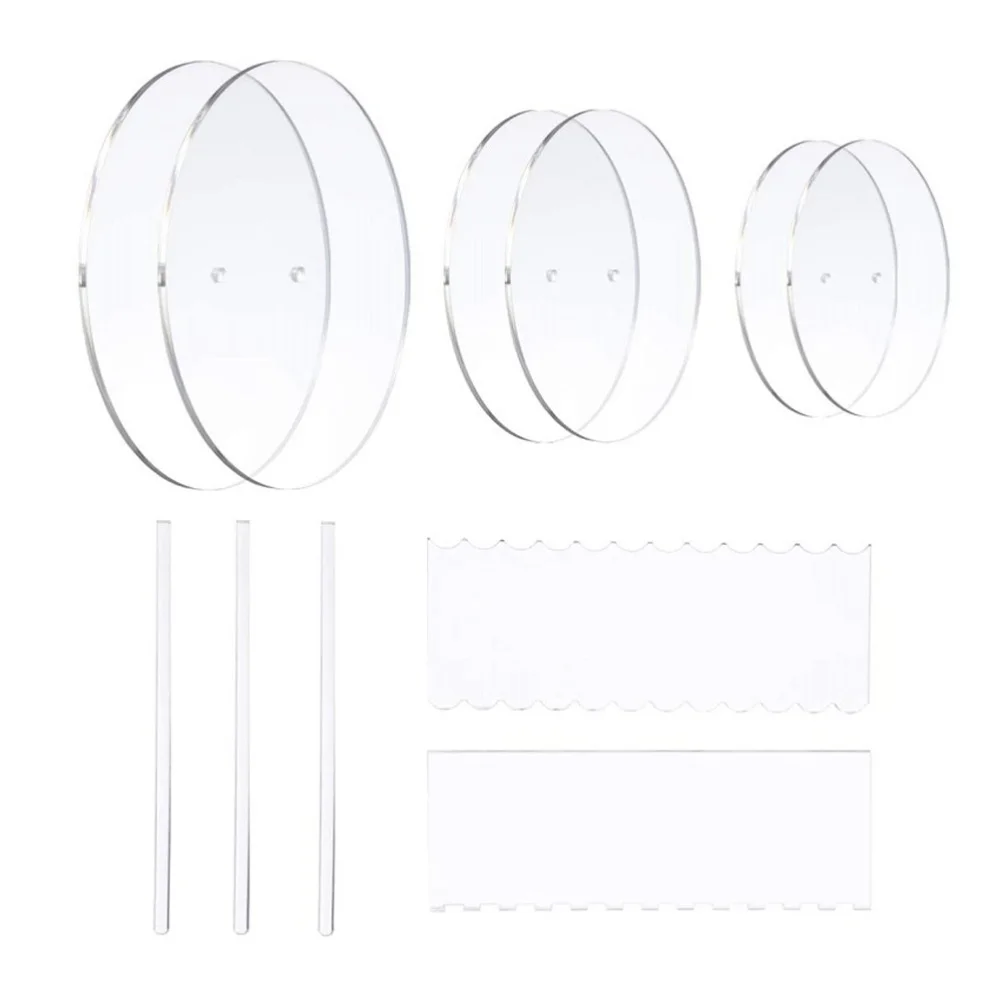 

1 Set 11Pcs Cake Scrapers Cake Discs Acrylic Cake Tools Kit (Transparent)
