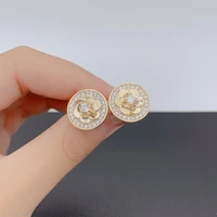 woman 18k goldreal gold stud earrings unusual earings trend piercing small crystal vintage ear cuffs for party womens jewelry
