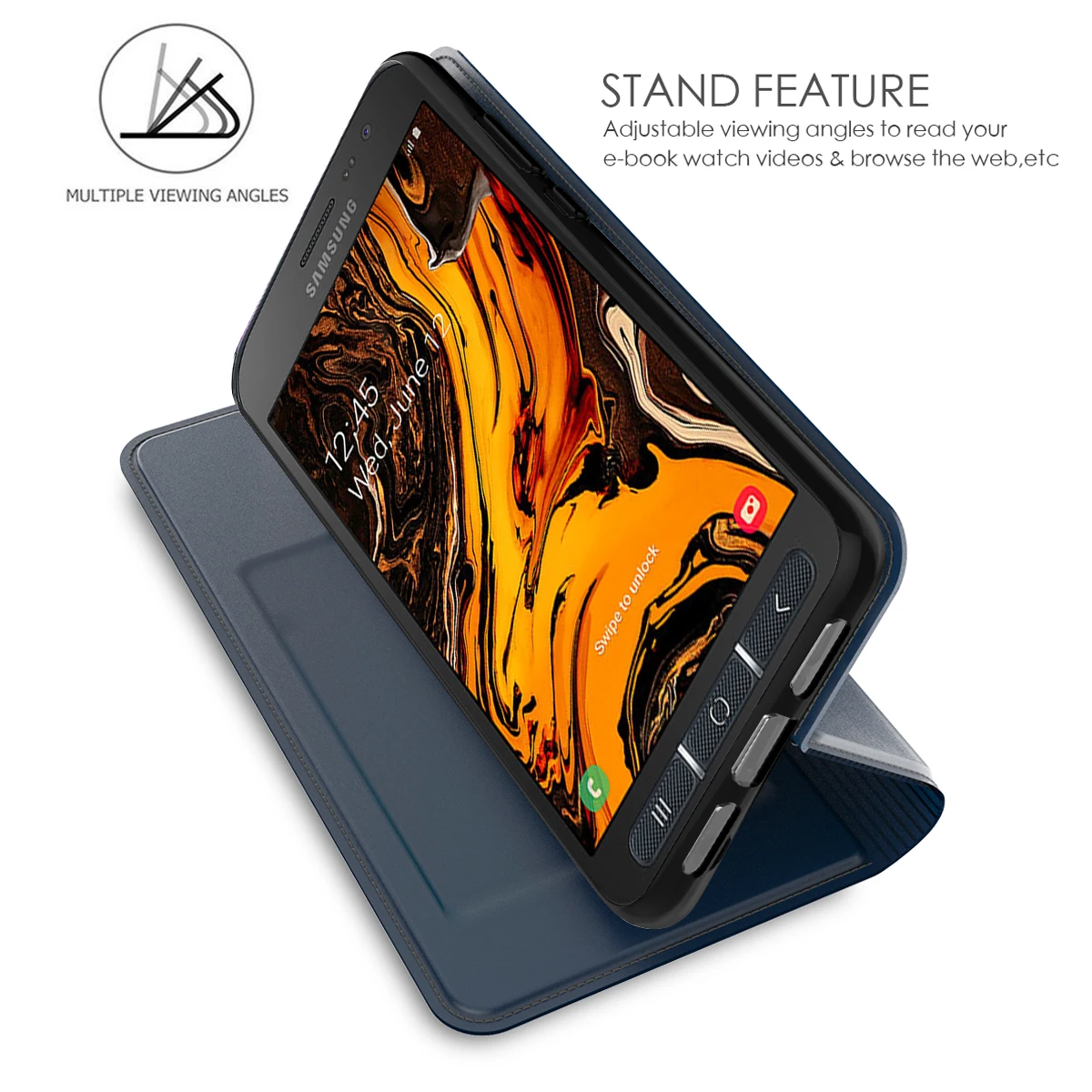 Для samsung Galaxy Xcover 4S 4 из искусственной кожи ультратонкий защитный флип чехол с