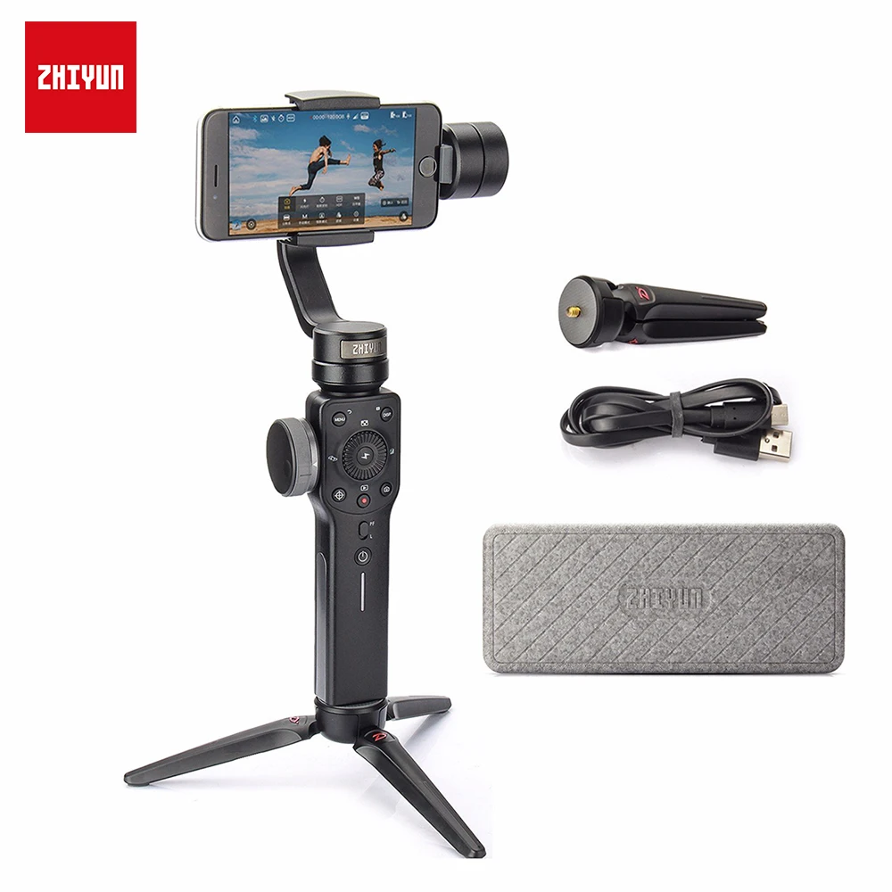 ZHIYUN официальный гладкой 4 3-осевой портативный монопод с шарнирным замком Портативный стабилизатор Камера крепление для смартфонов Iphone действие Камера