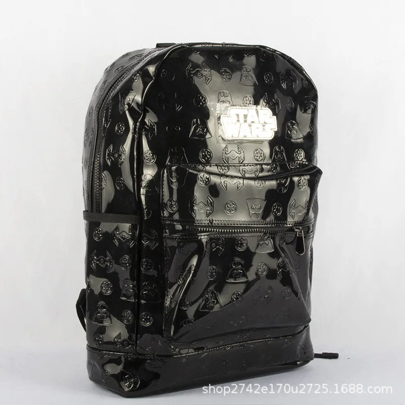 Star War Black Fashion Anime PU Backpacks Soft Leather School Backpack Casual Bags Student Travel Knapsack Unisex New
